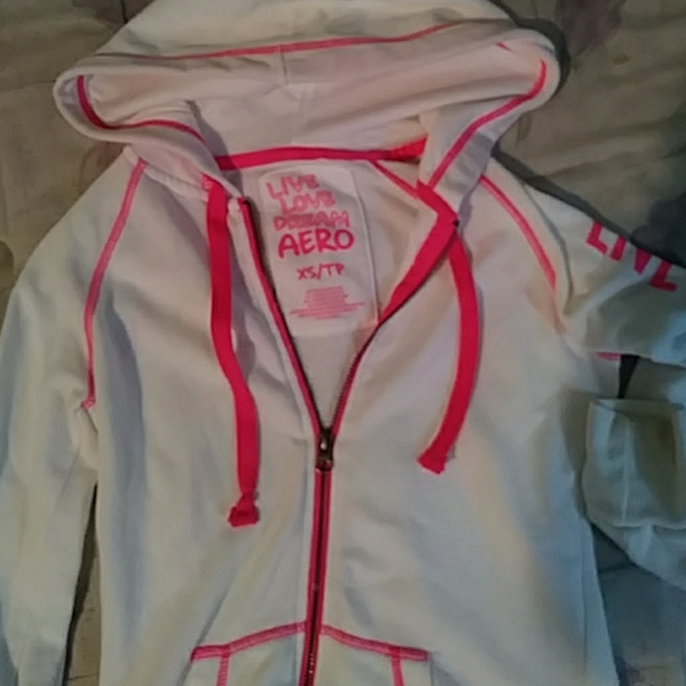 White n hot pink hoodie aero